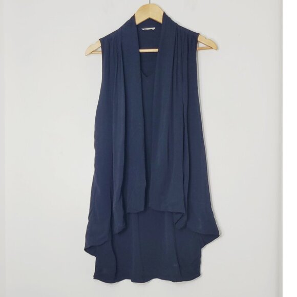 NAIF Black Dress Pockets Sleeveless Open Front Cardigan Business Casual Sz Small - Picture 1 of 10